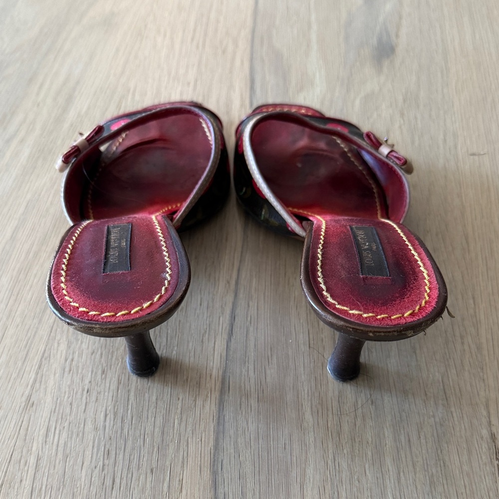 Louis Vuitton Red Cherry Print Open-Toe Mules - Picture 2 of 3